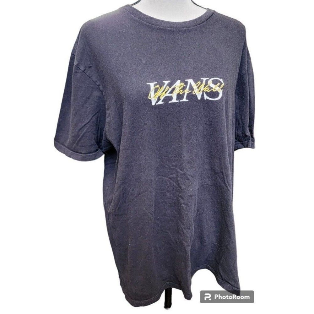 VANS Off The Wall Black T-Shirt Size Large Skater Slim Fit